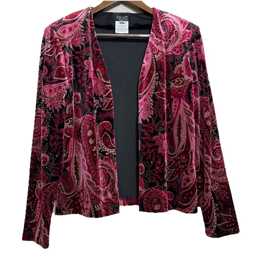 Xscape by Joanna Chen Women's‎ Velvet Burnout Open Blazer Gold Shimmer M